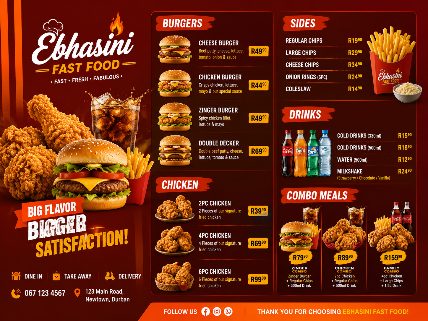 Restaurant menu design portfolio example